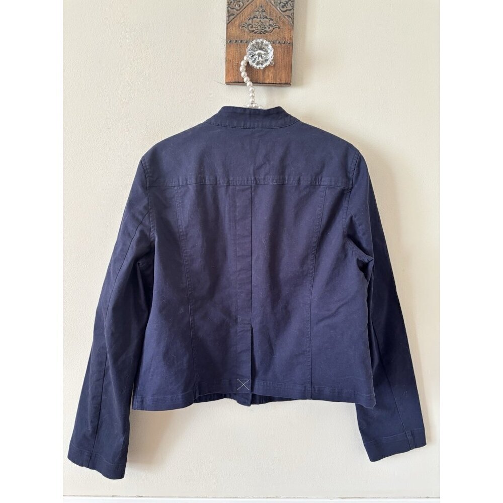 NWT LOFT Womens Size Medium Blue Full Zip Jacket Cotton Blend Pockets - Picture 3 of 4